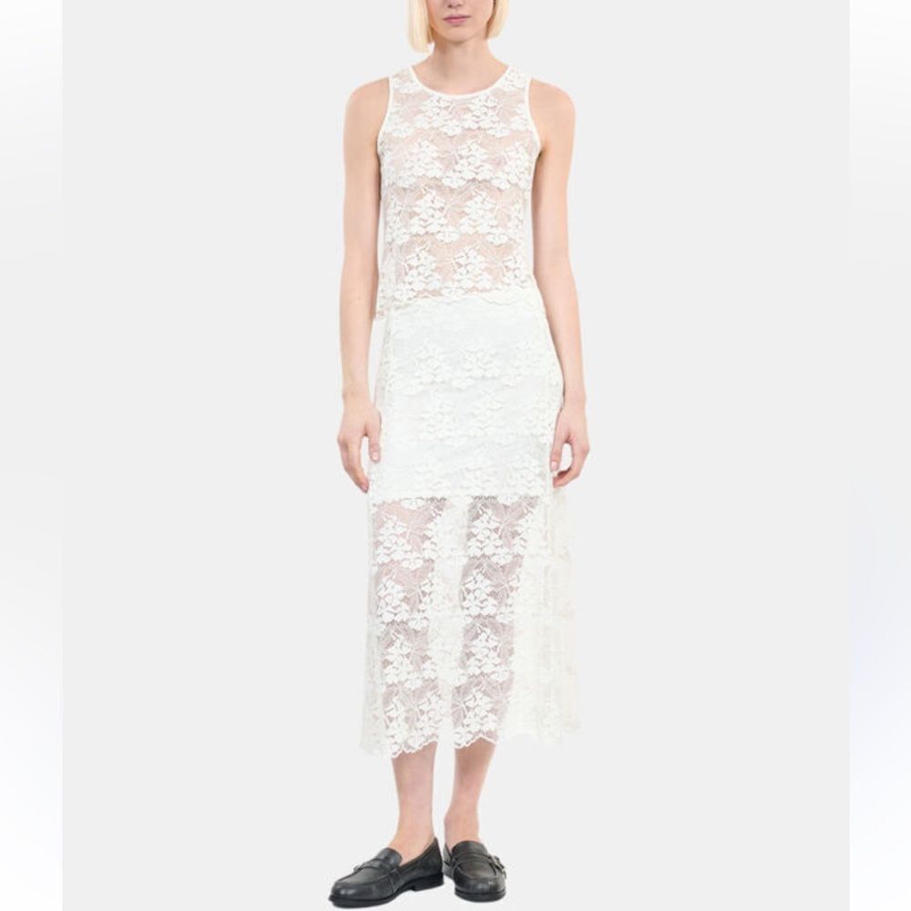 $325 The Kooples Floral Scalloped-Edge Lace Midi Skirt Nwt Medium